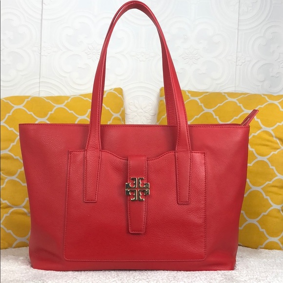 Tory Burch Handbags - 🌸OFFERS?🌸Tory Burch Leather Red Orange🍊Tote